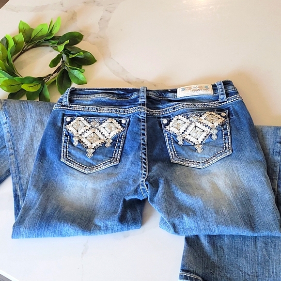 Grace in LA Denim - Grace Medium Wash Jeans embroidery Bling Pockets